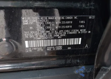 2023 Toyota Rav4 Hybrid Woodland Edition z USA, uszkodzony, nr VIN 2T3UWRFV4PW174201